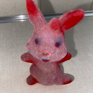 Vintage Flocked Mini Easter Bunny Made In Hong Kong‎